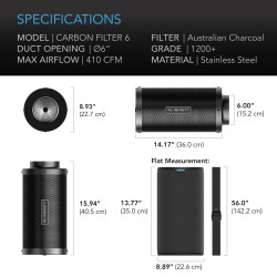 AC Infinity Carbon Filter fi 150mm 690 m3/h filtr węglowy premium