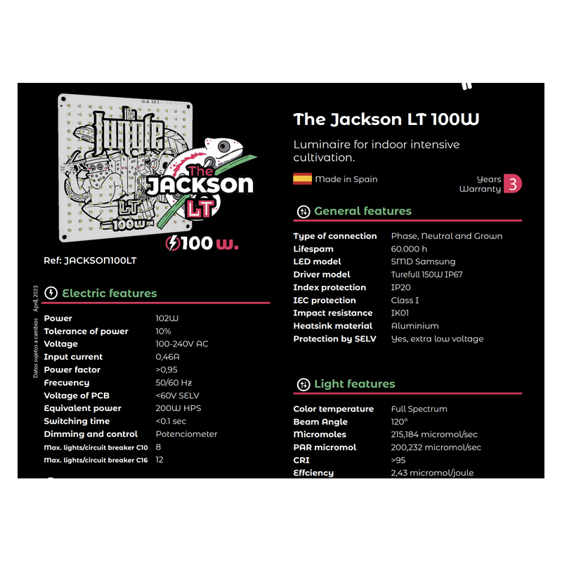 Grow The Jungle The Jackson LITE 100W Lampa LED Grow Dimmable SMD Samsung