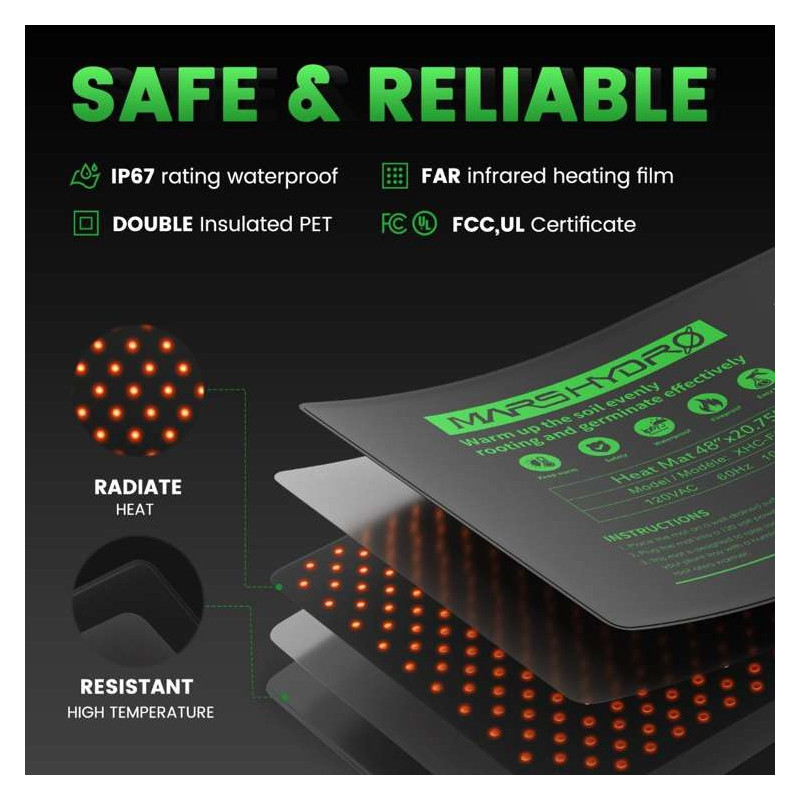 Mars Hydro Heating Mat 122 x 53cm 105W - mata grzewcza z termostatem do propagacji Mars Hydro Heating Mat 122 x 53cm 105W - mata grzewcza z termostatem do propagacji