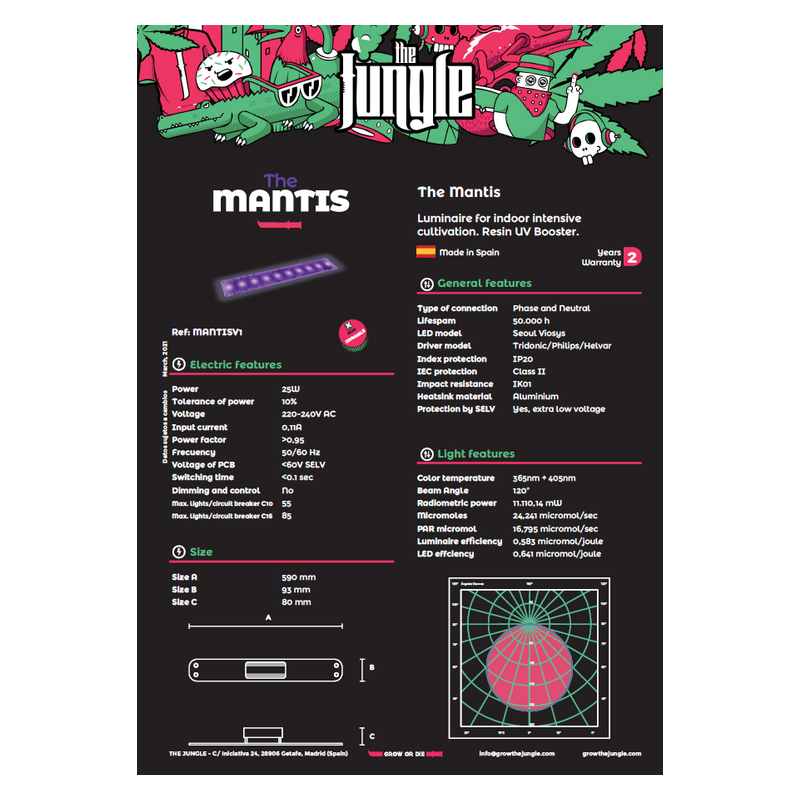 Grow The Jungle Mantis 25W Lampa LED UV BOOSTER ultrafiolet (365nm & 405nm) - zwiększa produkcję kwiatów Grow The Jungle Mantis 25W Lampa LED UV BOOSTER ultrafiolet (365nm & 405nm) - zwiększa produkcję kwiatów