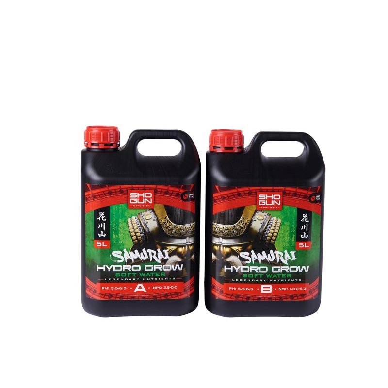 Nawóz Shogun Fertilisers Samurai Hydro Grow Soft Water 2x5L (A&B) - na wzrost do hydroponiki | Woda miękka Nawóz Shogun Fertilisers Samurai Hydro Grow Soft Water 2x5L (A&B) - na wzrost do hydroponiki | Woda miękka