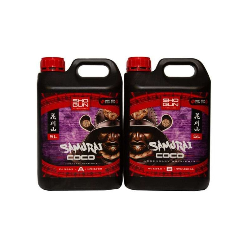 Nawóz Shogun Fertilisers Samurai Coco 2x5L (A&B) - odżywka bazowa do uprawy w kokosie Nawóz Shogun Fertilisers Samurai Coco 2x5L (A&B) - odżywka bazowa do uprawy w kokosie