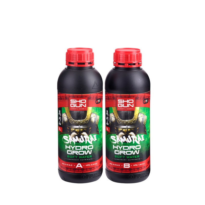 Nawóz Shogun Fertilisers Samurai Hydro Grow Soft Water 2x1L (A&B) - na wzrost do hydroponiki | Woda miękka Nawóz Shogun Fertilisers Samurai Hydro Grow Soft Water 2x1L (A&B) - na wzrost do hydroponiki | Woda miękka