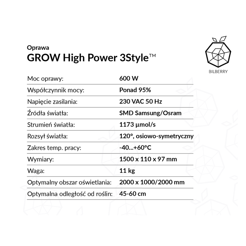 Bilberry GROW LED 600W - wielofunkcyjna lampa FULL SPEKTRUM / DIMMER / TIMER Bilberry GROW LED 600W - wielofunkcyjna lampa FULL SPEKTRUM / DIMMER / TIMER