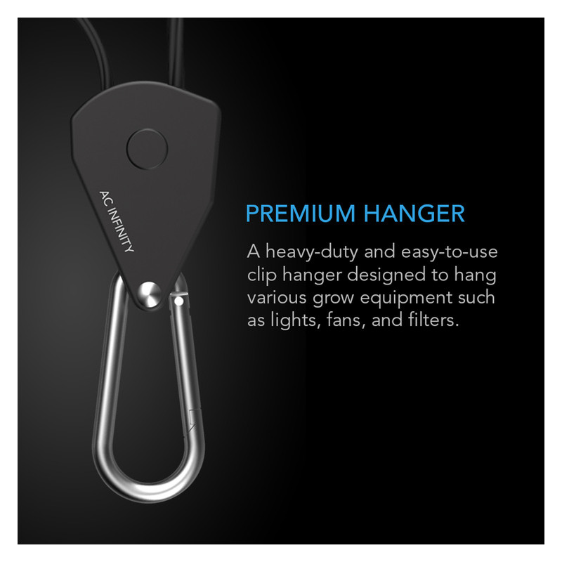AC Infinity rope clip hangers - wytrzymałe regulowane uchwyty wieszaki/zawieszki do sprzętu max 68kg
