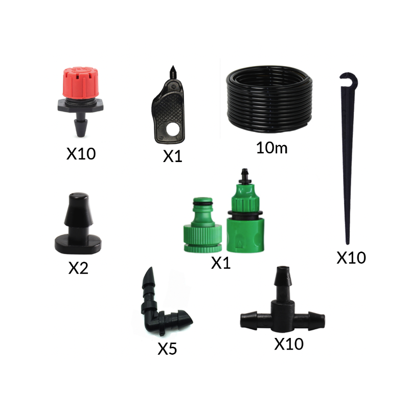 Zestaw nawadniania kropelkowego - 10 kroplowników + wąż 10m