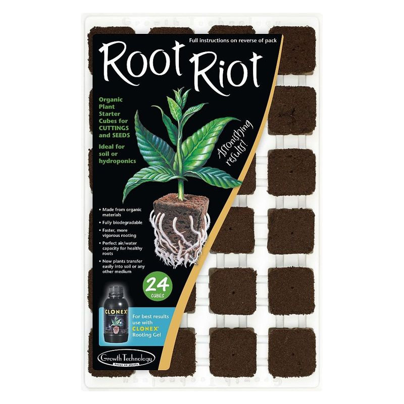 Growth Technology Root Riot Tray - kostki gąbki torfowe do sadzonek / klonów taca 24szt Growth Technology Root Riot Tray - kostki gąbki torfowe do sadzonek / klonów taca 24szt