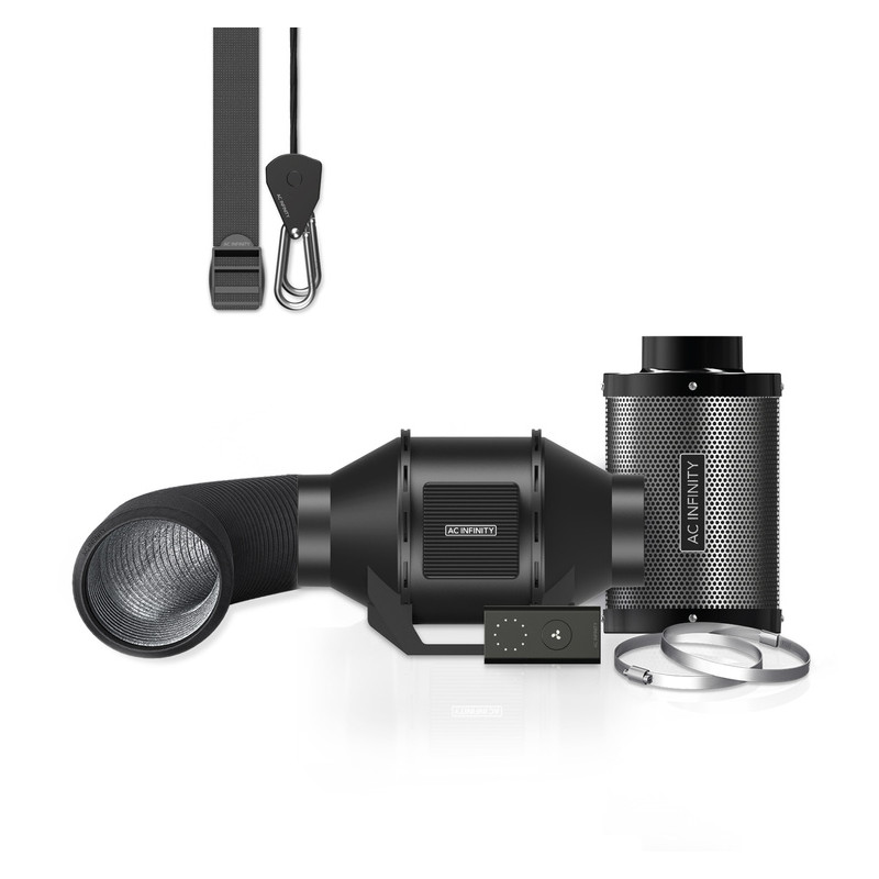 Zestaw wentylacyjny AC Infinity 150mm - wentylator kanałowy z reg. prędkości, filtr węglowy i przewody