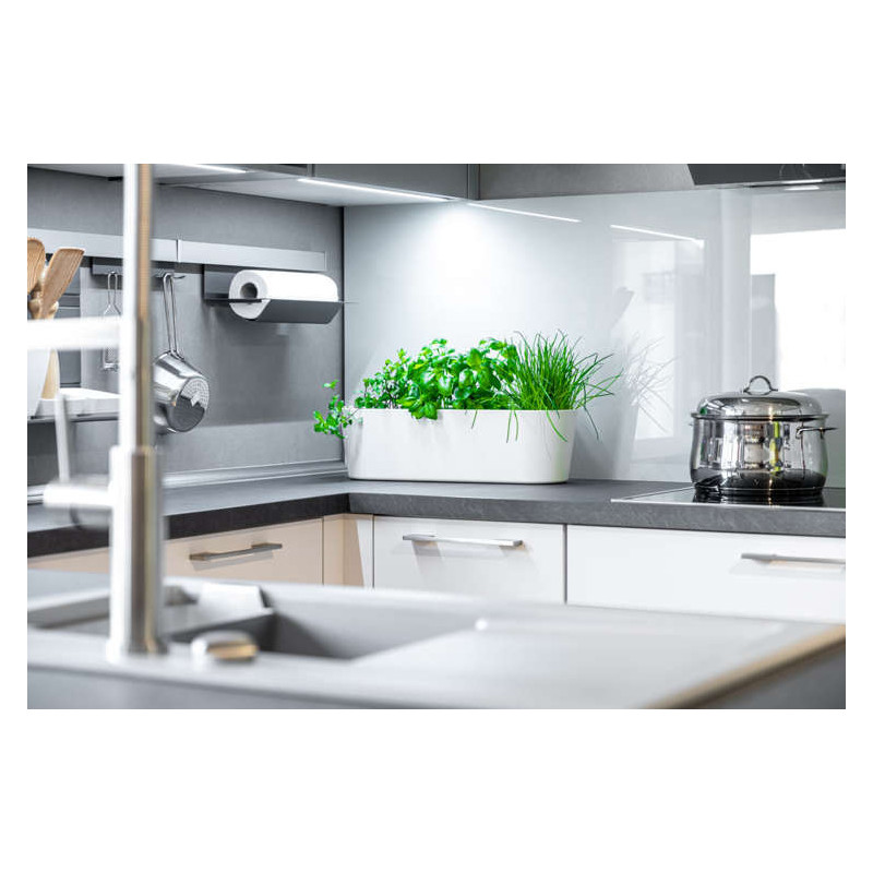 LENI Doniczka na parapet podłużna Flori 36x14x11 cm biała