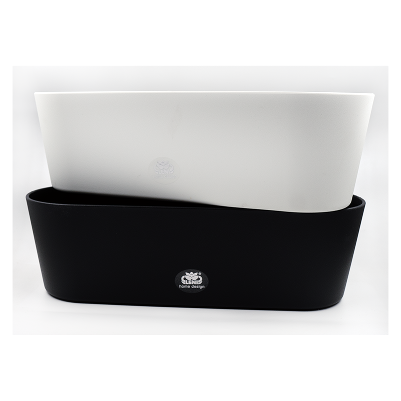 LENI Doniczka na parapet podłużna Flori 36x14x11 cm biała