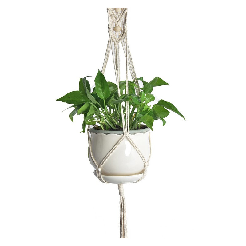 Kwietnik wiszący 95cm makrama z 3 koralikami mph28 Kwietnik wiszący 95cm makrama z 3 koralikami mph28