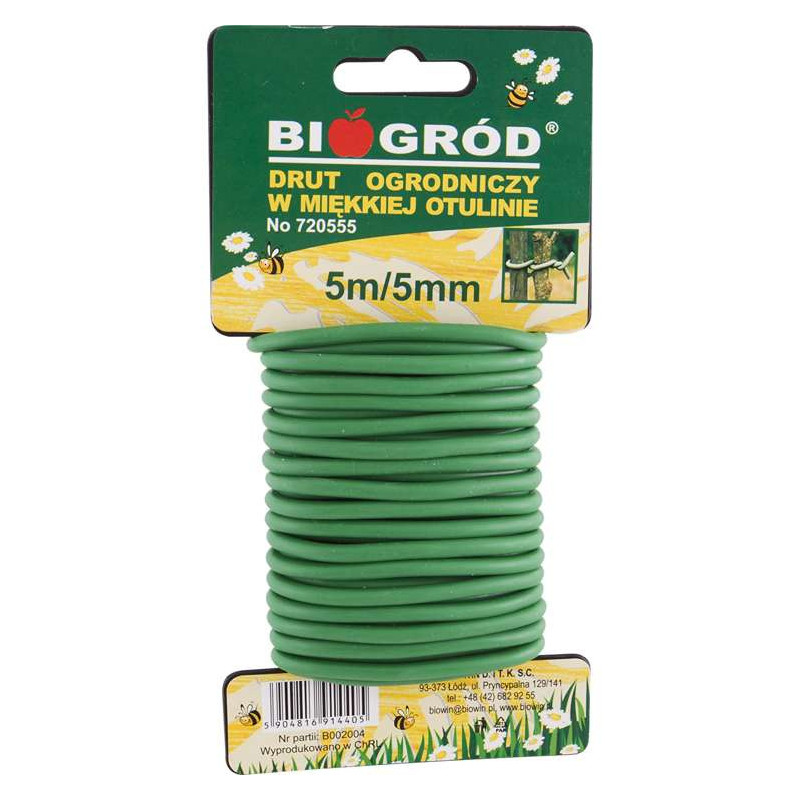 Biogród drut ogrodniczy w miękkiej otulinie 5m x 5mm