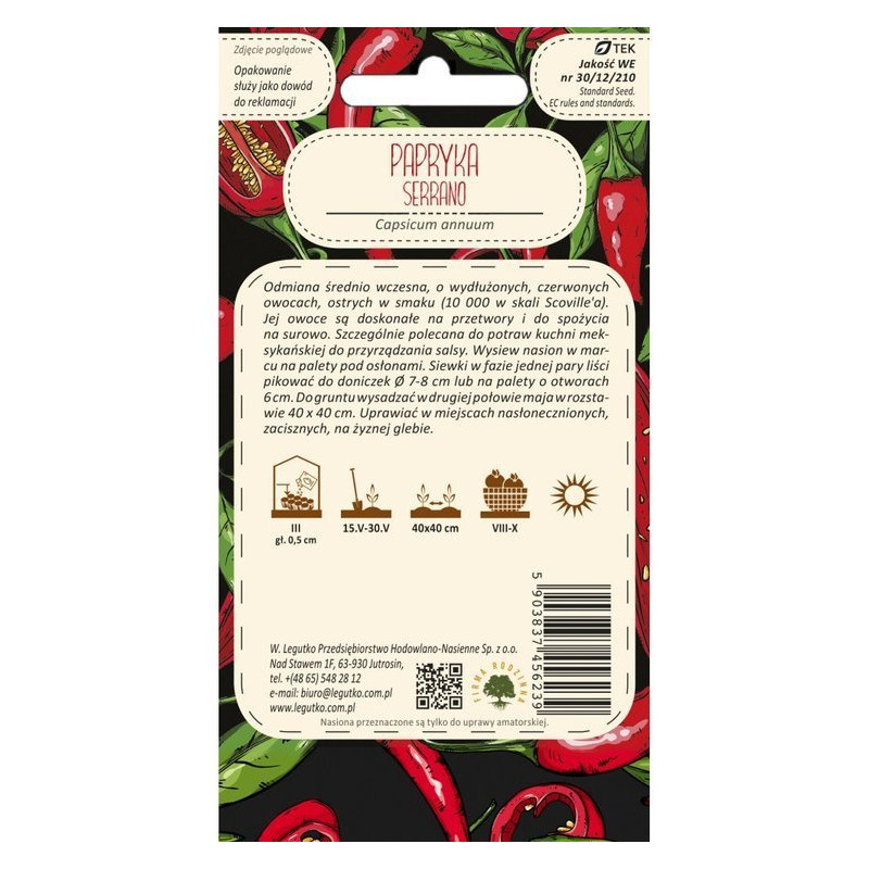 Papryka/Capsicum annuum/Serrano/czerwone/0.15g