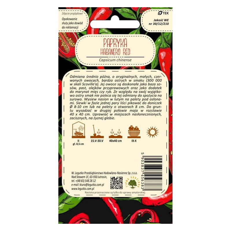 Papryka chińska/Capsicum chinense/Habanero Red/czerwone/0.15g Papryka chińska/Capsicum chinense/Habanero Red/czerwone/0.15g