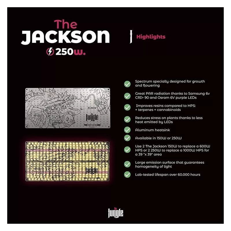 Grow The Jungle The Jackson 250W Lampa LED Grow Dimmable - z regulacją (powystawowa)