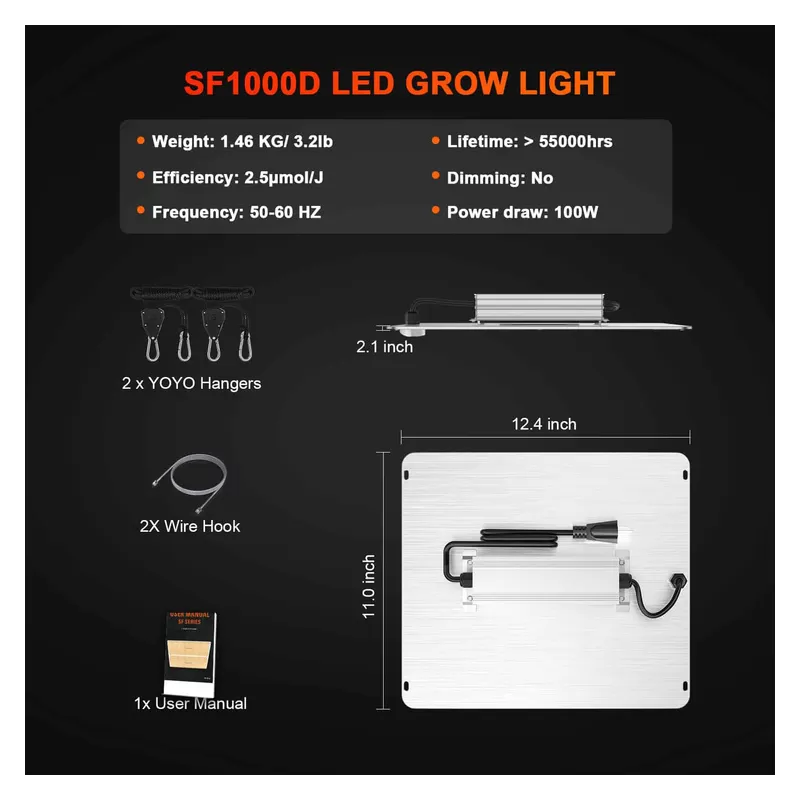 Spider farmer SF1000-D 100W SAMSUNG LM301B - lampa LED do uprawy roślin Spider farmer SF1000-D 100W SAMSUNG LM301B - lampa LED do uprawy roślin