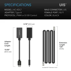 AC Infinity AC-ADL7 Adapter oświetleniowy UIS typu A do oświetlenia ze złączem RJ11/12 i ściemniaczami PWM lub 0-10V AC Infinity AC-ADL7 Adapter oświetleniowy UIS typu A do oświetlenia ze złączem RJ11/12 i ściemniaczami PWM lub 0-10V