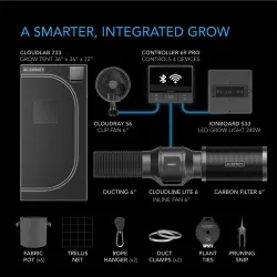 Zestaw uprawowy growbox AC Infinity 90x90x180 cm - gotowy zestaw do uprawy z wentylacją, filtrem i lampą LED FULL SPECTRUM 240W 