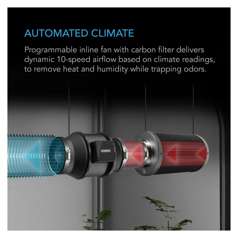 Zestaw uprawowy growbox AC Infinity 90x90x180 cm - gotowy zestaw do uprawy z wentylacją, filtrem i lampą LED FULL SPECTRUM 240W 