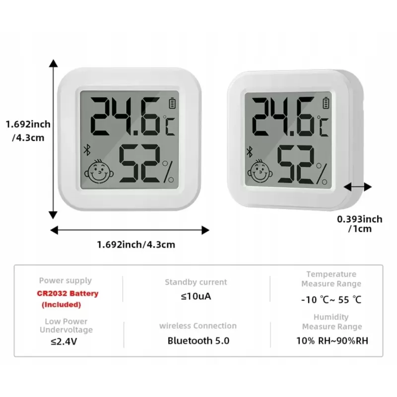 Mini Cyfrowy Czujnik Temperatury i Wilgotności 1,5" Bluetooth TUYA Mini Cyfrowy Czujnik Temperatury i Wilgotności 1,5" Bluetooth TUYA