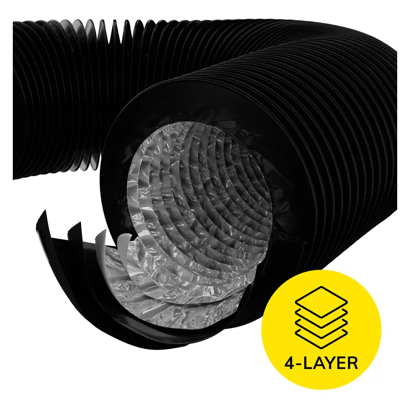 CROCO Duct 150mm 2m - czarny przewód wentylacyjny 4-warstwowy nieprzepuszczający światła