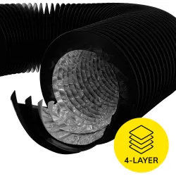 CROCO Duct 125mm 2m - czarny przewód wentylacyjny 4-warstwowy nieprzepuszczający światła CROCO Duct 125mm 2m - czarny przewód wentylacyjny 4-warstwowy nieprzepuszczający światła