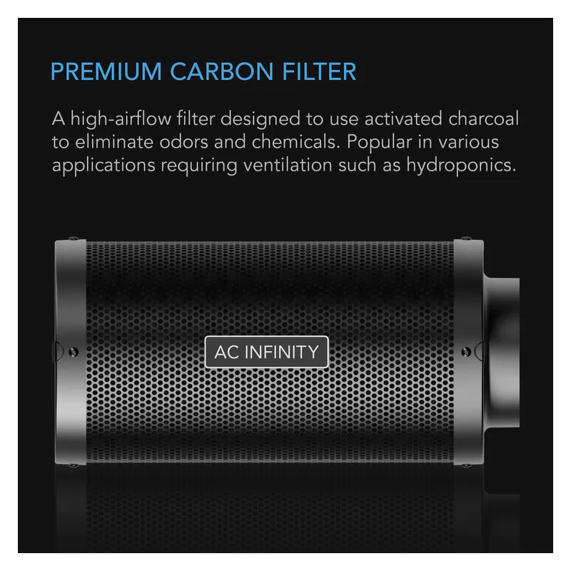AC Infinity Carbon Filter fi 200mm 1300 m3/h filtr węglowy premium AC Infinity Carbon Filter fi 200mm 1300 m3/h filtr węglowy premium