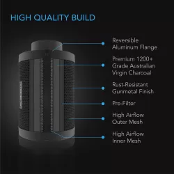AC Infinity Carbon Filter fi 200mm 1300 m3/h filtr węglowy premium AC Infinity Carbon Filter fi 200mm 1300 m3/h filtr węglowy premium