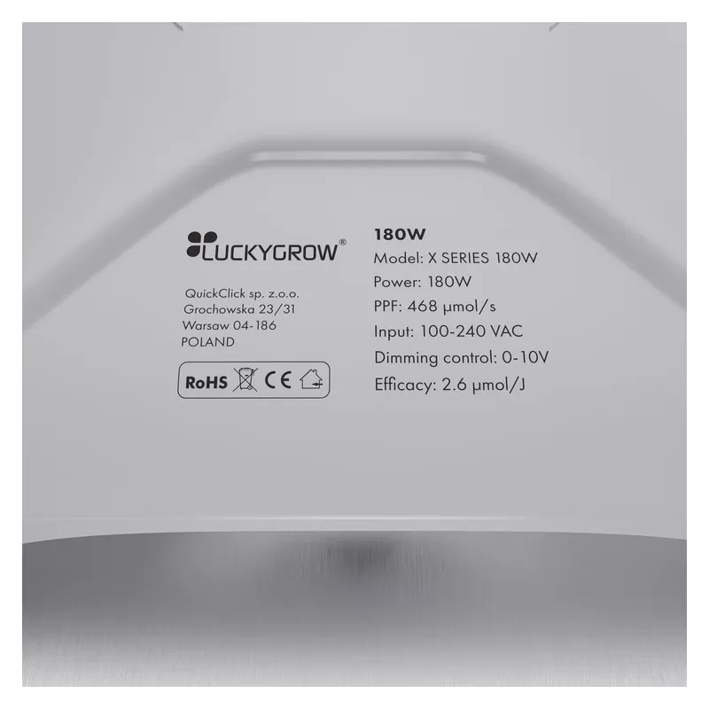 LUCKYGROW X-SERIES 100W 2.6 µmol/J - lampa LED do uprawy roślin | pokrycie do 60x60cm