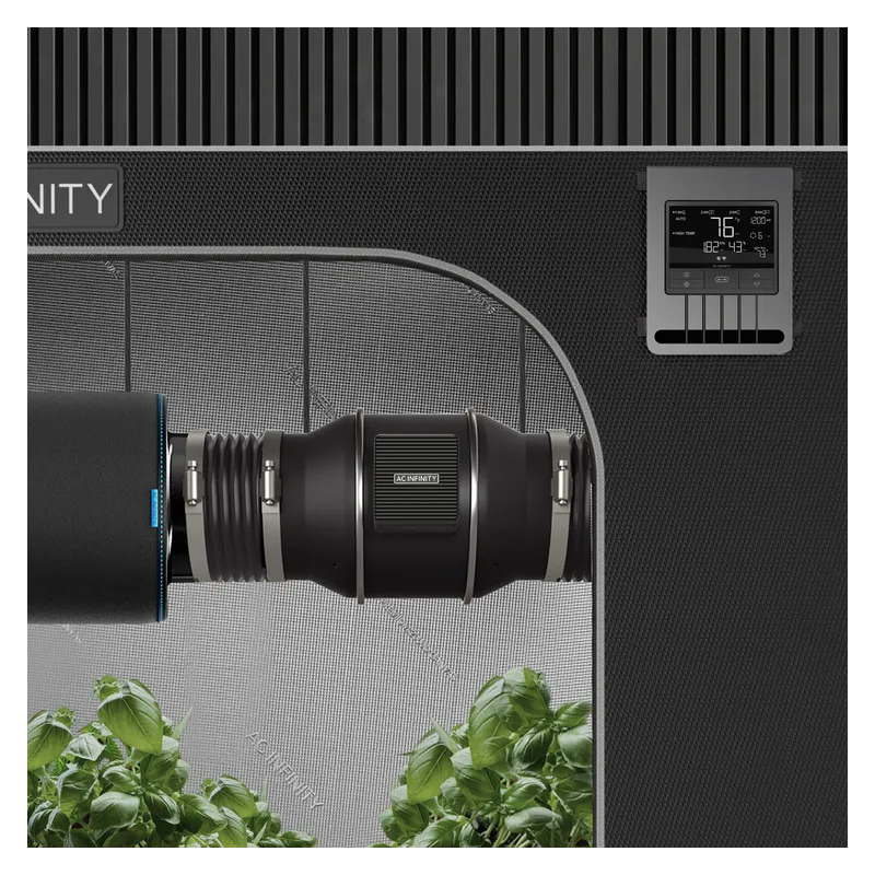 Zestaw wentylacyjny AC Infinity 200mm 1370 m3/h - wentylator kanałowy z inteligentnym kontrolerem temp. i wilgotności, filtr węg