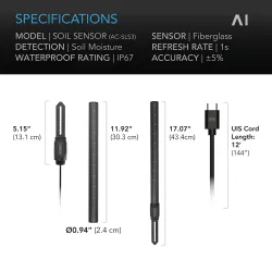 AC Infinity Soil Sensor - czujnik wilgotności gleby dla Kontrolera AI+ AC Infinity Soil Sensor - czujnik wilgotności gleby dla Kontrolera AI+