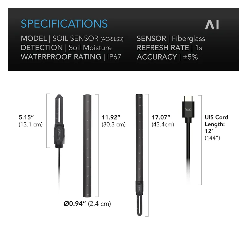 AC Infinity Soil Sensor - czujnik wilgotności gleby dla Kontrolera AI+ AC Infinity Soil Sensor - czujnik wilgotności gleby dla Kontrolera AI+