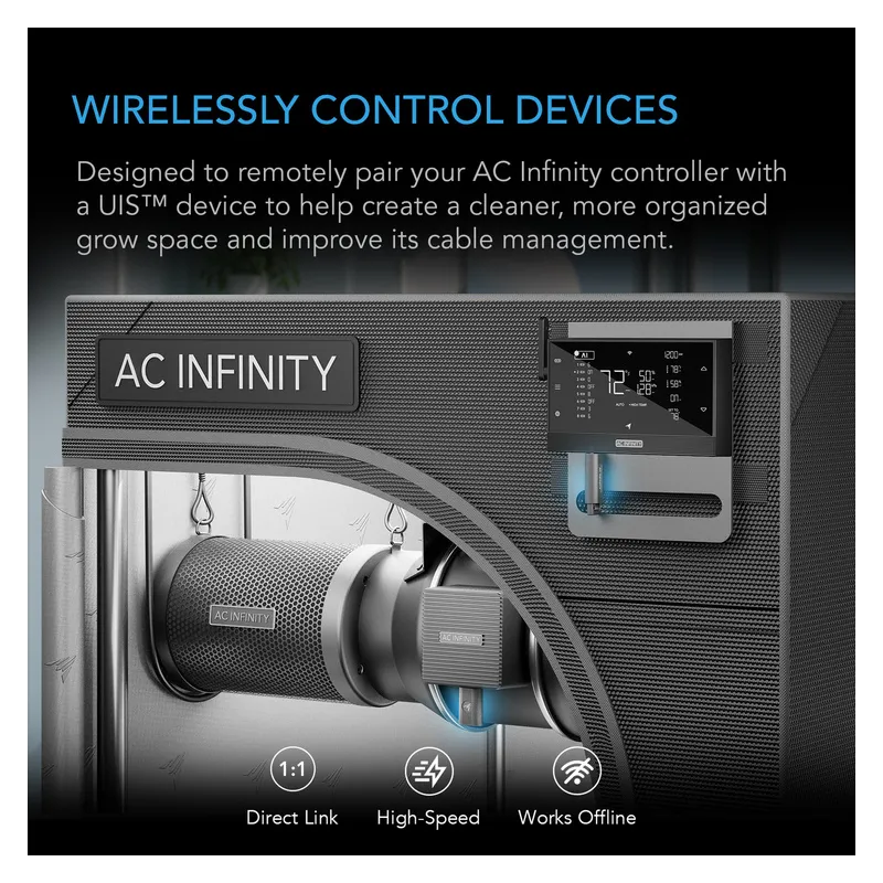 AC Infinity Nadajnik i odbiornik bezprzewodowy UIS 1-do-1 do urządzeń i kontrolerów UIS, opakowanie 2 szt.