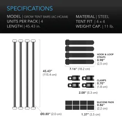 AC Infinity Heavy-Duty Mounting Bars 120cm - stelaż wzmacniający do namiotów, 4 belki