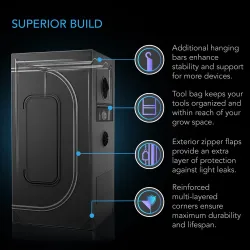 AC Infinity Cloudlab 866 150x150x200cm Mylar 2000D namiot do uprawy