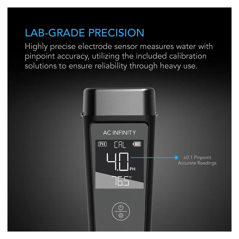 AC Infinity pH Meter PRO Kit z wymienną elektrodą - miernik pH i temp. + płyny kalibracyjne