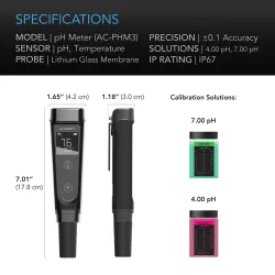 AC Infinity pH Meter Kit - zestaw miernik pH i temp. + płyny kalibracyjne