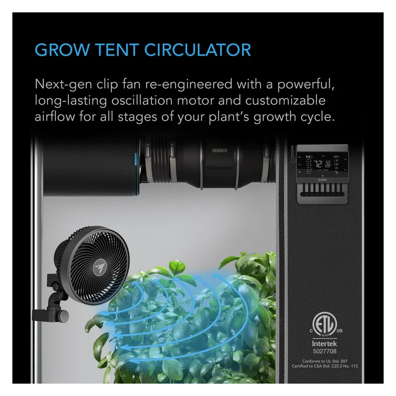AC Infinity Cloudray S6 Gen 2 Oscillating Clip Fan 12W 10-speed fi 150mm - wentylator mieszający z klipsem