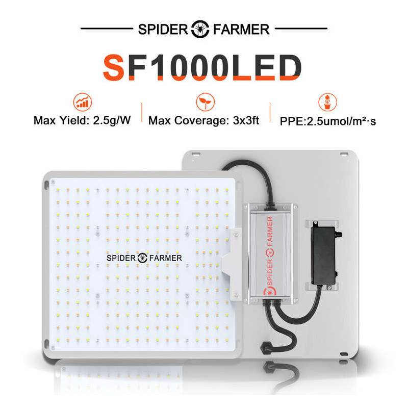 Spider farmer SF1000 Dimmable 100W Samsung LM301B - lampa LED do uprawy roślin