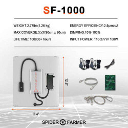 Spider farmer SF1000 Dimmable 100W Samsung LM301B - lampa LED do uprawy roślin