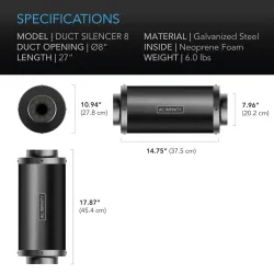 AC Infinity Inline Duct Silencer fi 200mm tłumik akustyczny