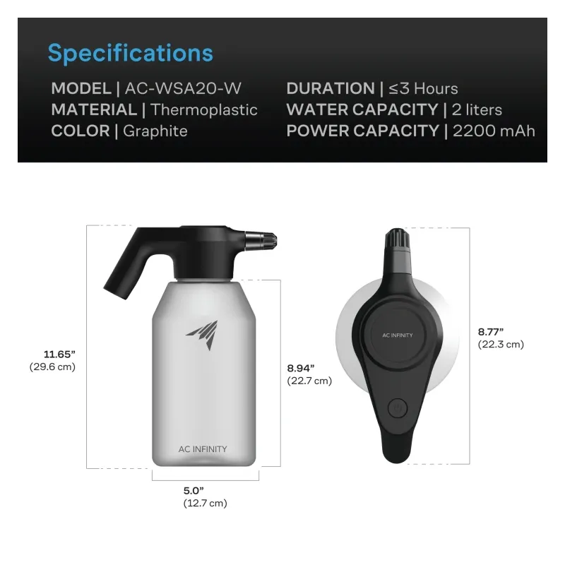 AC Infinity Automatic Sprayer 2L – Elektryczny spryskiwacz wody 2L