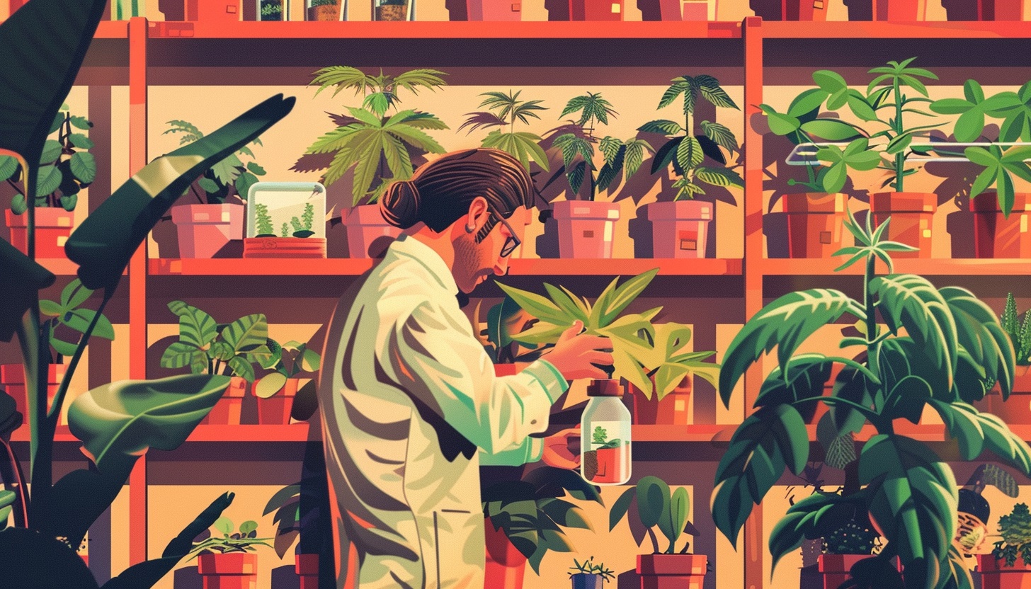 Pracownik growshopu pomaga klientowi